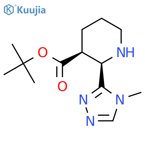 rac-tert-butyl (2R,3S)-2-(4-methyl-4H-1,2,4-triazol-3-yl)piperidine-3-carboxylate structure