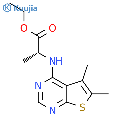 rel-ethyl (2R)-2-({5,6-dimethylthieno2,3-dpyrimidin-4-yl}amino)propanoate structure