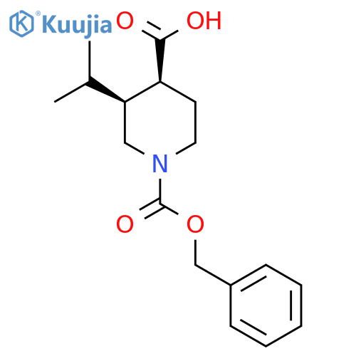 rac-(3R,4R)-1-(benzyloxy)carbonyl-3-(propan-2-yl)piperidine-4-carboxylic acid structure