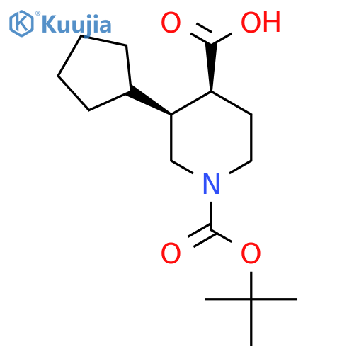rac-(3R,4R)-1-(tert-butoxy)carbonyl-3-cyclopentylpiperidine-4-carboxylic acid structure