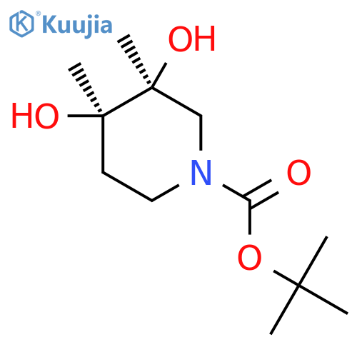 rac-tert-butyl (3R,4S)-3,4-dihydroxy-3,4-dimethylpiperidine-1-carboxylate structure