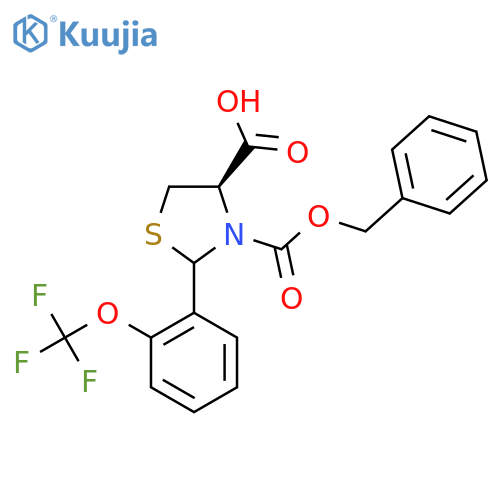 (4R)-3-(benzyloxy)carbonyl-2-2-(trifluoromethoxy)phenyl-1,3-thiazolidine-4-carboxylic acid structure