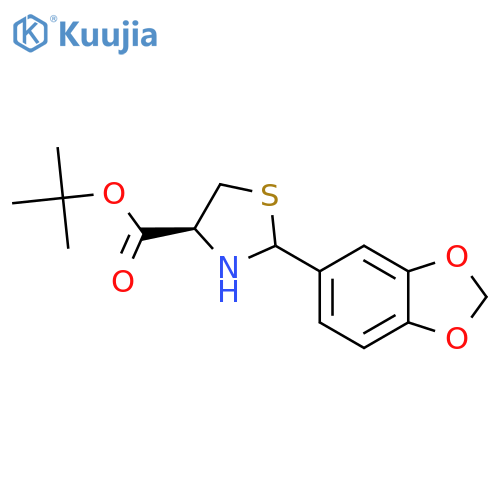 tert-butyl (4S)-2-(1,3-dioxaindan-5-yl)-1,3-thiazolidine-4-carboxylate structure