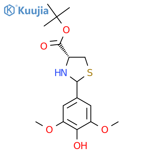 tert-butyl (4R)-2-(4-hydroxy-3,5-dimethoxyphenyl)-1,3-thiazolidine-4-carboxylate structure
