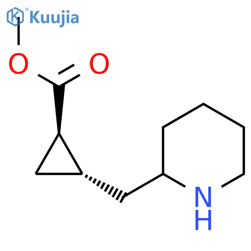 rac-methyl (1R,2S)-2-(piperidin-2-yl)methylcyclopropane-1-carboxylate structure