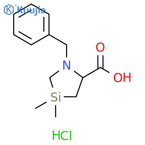 1-benzyl-3,3-dimethyl-1,3-azasilolidine-5-carboxylic acid hydrochloride structure