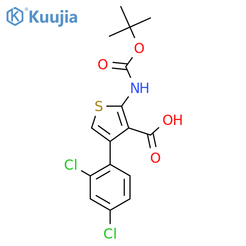 2-{(tert-butoxy)carbonylamino}-4-(2,4-dichlorophenyl)thiophene-3-carboxylic acid structure