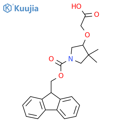 2-(1-{(9H-fluoren-9-yl)methoxycarbonyl}-4,4-dimethylpyrrolidin-3-yl)oxyacetic acid structure