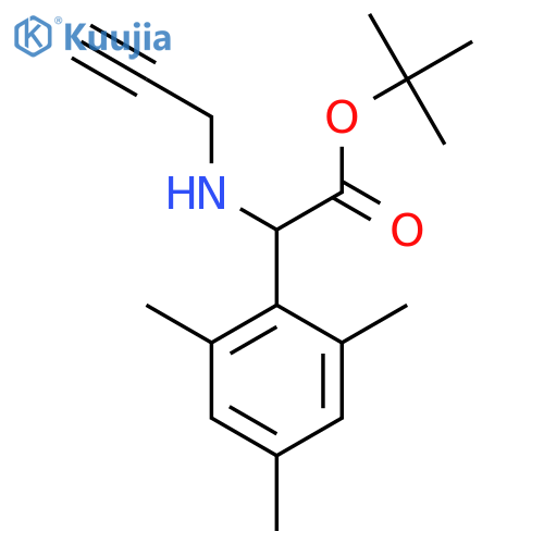 tert-butyl 2-(prop-2-yn-1-yl)amino-2-(2,4,6-trimethylphenyl)acetate structure