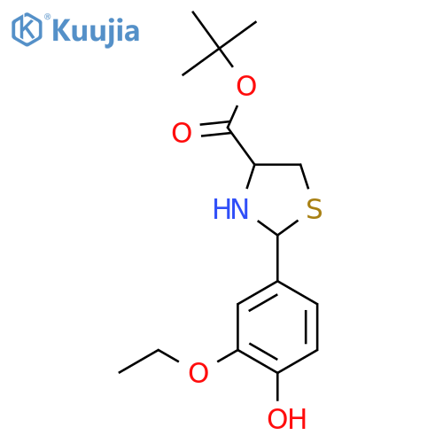 Tert-butyl 2-(3-ethoxy-4-hydroxyphenyl)-1,3-thiazolidine-4-carboxylate structure
