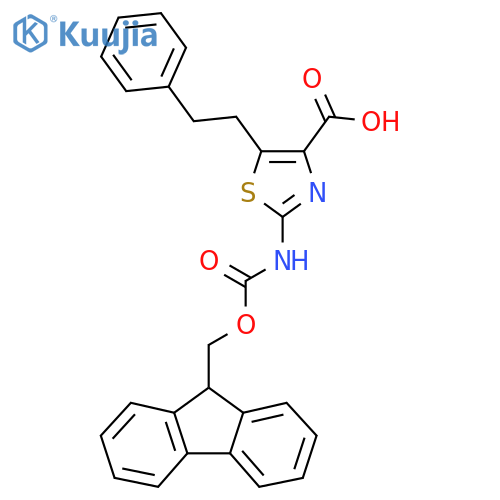 2-({(9H-fluoren-9-yl)methoxycarbonyl}amino)-5-(2-phenylethyl)-1,3-thiazole-4-carboxylic acid structure