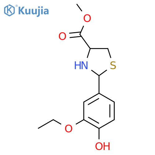methyl 2-(3-ethoxy-4-hydroxyphenyl)-1,3-thiazolidine-4-carboxylate structure