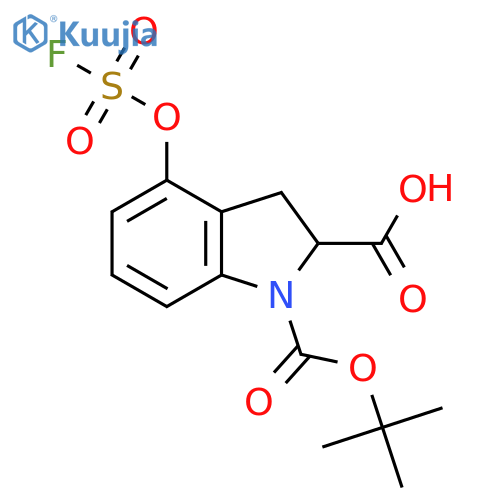 1-(tert-butoxy)carbonyl-4-(fluorosulfonyl)oxy-2,3-dihydro-1H-indole-2-carboxylic acid structure