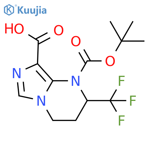 1-(tert-butoxy)carbonyl-2-(trifluoromethyl)-1H,2H,3H,4H-imidazo1,5-apyrimidine-8-carboxylic acid structure