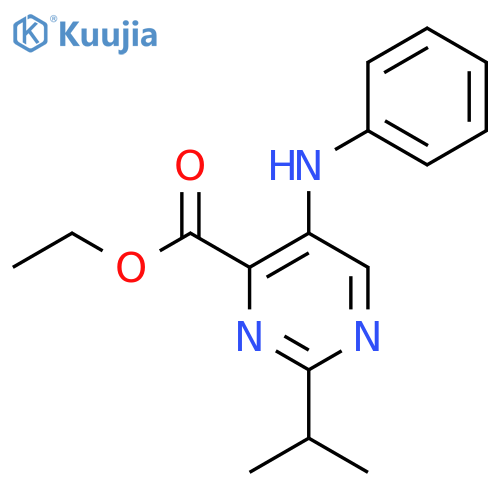 Ethyl 5-(phenylamino)-2-(propan-2-yl)pyrimidine-4-carboxylate structure