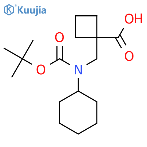1-({(tert-butoxy)carbonyl(cyclohexyl)amino}methyl)cyclobutane-1-carboxylic acid structure