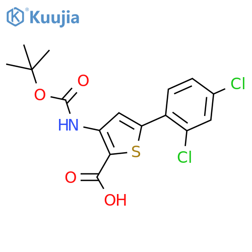 3-{(tert-butoxy)carbonylamino}-5-(2,4-dichlorophenyl)thiophene-2-carboxylic acid structure