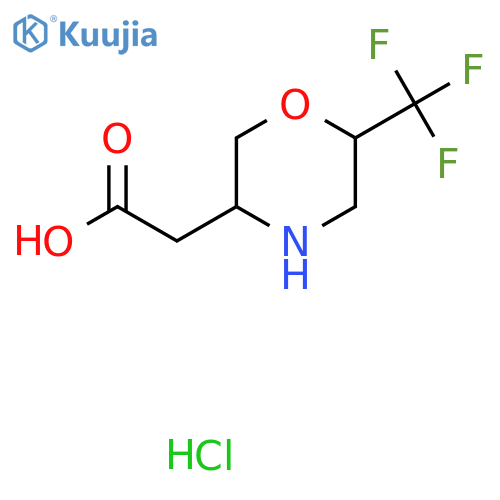2-6-(trifluoromethyl)morpholin-3-ylacetic acid hydrochloride structure