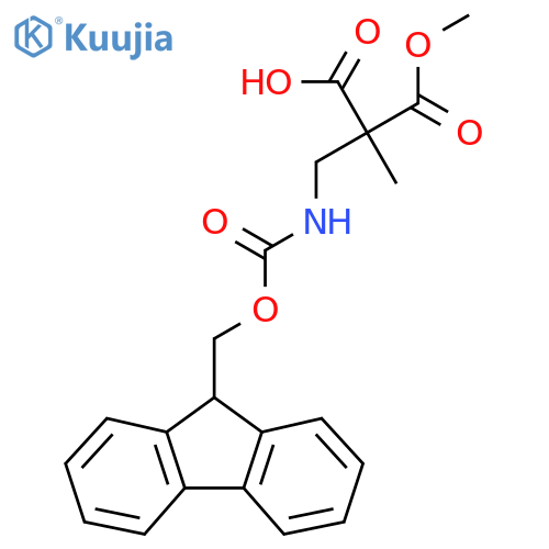 2-({(9H-fluoren-9-yl)methoxycarbonyl}amino)methyl-3-methoxy-2-methyl-3-oxopropanoic acid structure
