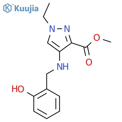 methyl 1-ethyl-4-{(2-hydroxyphenyl)methylamino}-1H-pyrazole-3-carboxylate structure