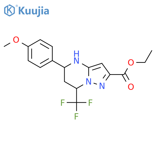 ethyl 5-(4-methoxyphenyl)-7-(trifluoromethyl)-4H,5H,6H,7H-pyrazolo[1,5-a]pyrimidine-2-carboxylate structure