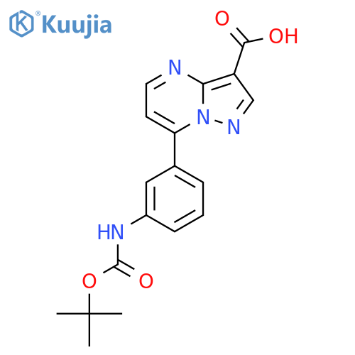 7-(3-{[(Tert-butoxy)carbonyl]amino}phenyl)pyrazolo[1,5-a]pyrimidine-3-carboxylic acid structure