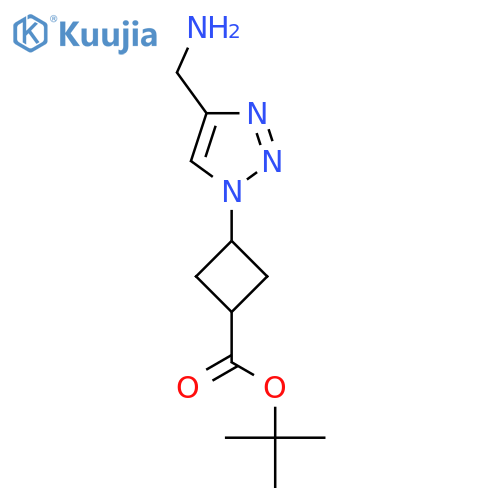 tert-butyl (1r,3r)-3-4-(aminomethyl)-1H-1,2,3-triazol-1-ylcyclobutane-1-carboxylate structure