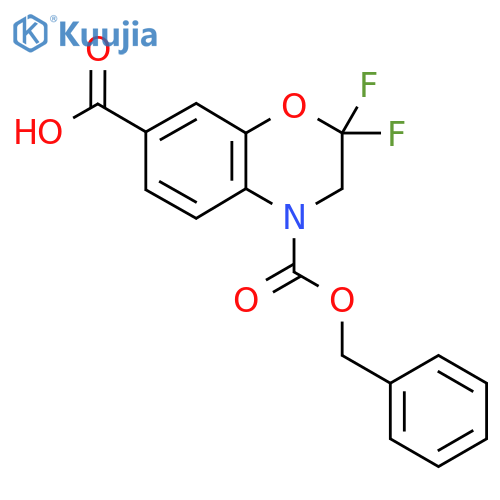 4-(benzyloxy)carbonyl-2,2-difluoro-3,4-dihydro-2H-1,4-benzoxazine-7-carboxylic acid structure