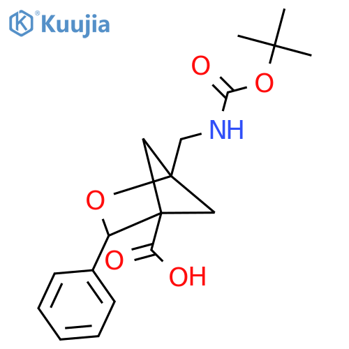 1-({[(Tert-butoxy)carbonyl]amino}methyl)-3-phenyl-2-oxabicyclo[2.1.1]hexane-4-carboxylic acid structure