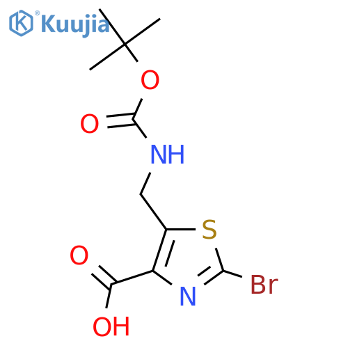 2-bromo-5-({(tert-butoxy)carbonylamino}methyl)-1,3-thiazole-4-carboxylic acid structure