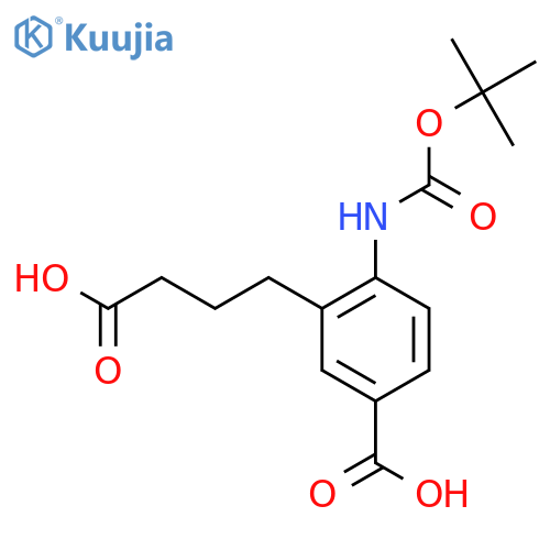 4-{(tert-butoxy)carbonylamino}-3-(3-carboxypropyl)benzoic acid structure