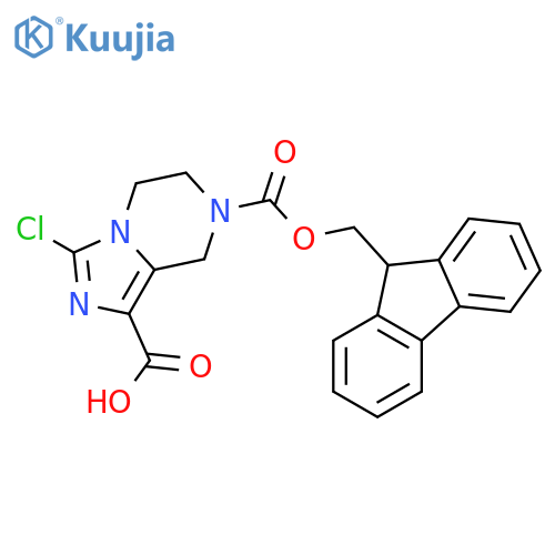 3-chloro-7-{(9H-fluoren-9-yl)methoxycarbonyl}-5H,6H,7H,8H-imidazo1,5-apyrazine-1-carboxylic acid structure
