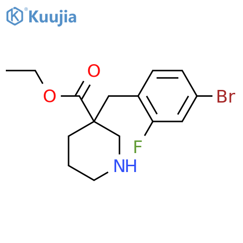 ethyl 3-(4-bromo-2-fluorophenyl)methylpiperidine-3-carboxylate structure