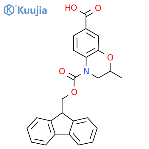 4-{(9H-fluoren-9-yl)methoxycarbonyl}-2-methyl-3,4-dihydro-2H-1,4-benzoxazine-7-carboxylic acid structure
