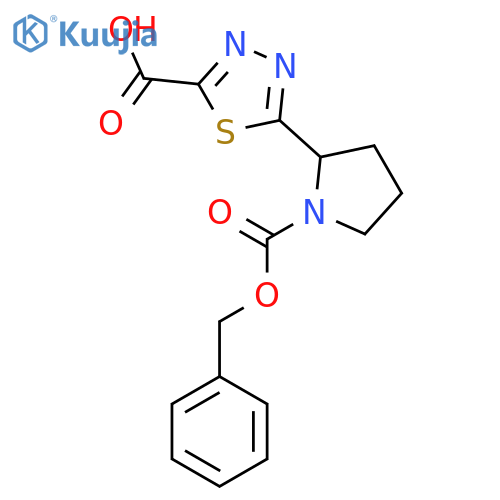 5-{1-(benzyloxy)carbonylpyrrolidin-2-yl}-1,3,4-thiadiazole-2-carboxylic acid structure
