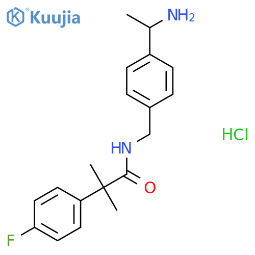 N-{4-(1-aminoethyl)phenylmethyl}-2-(4-fluorophenyl)-2-methylpropanamide hydrochloride structure