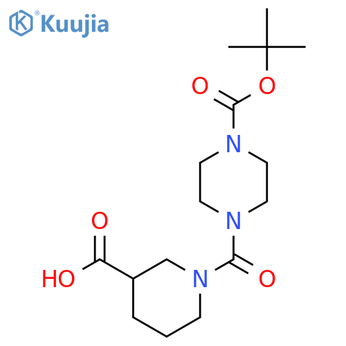 1-{4-(tert-butoxy)carbonylpiperazine-1-carbonyl}piperidine-3-carboxylic acid structure