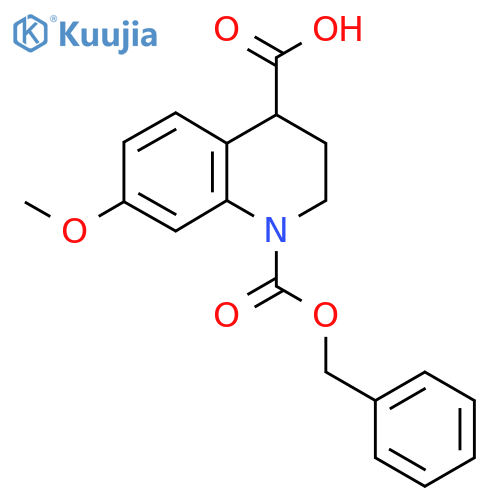 1-(benzyloxy)carbonyl-7-methoxy-1,2,3,4-tetrahydroquinoline-4-carboxylic acid structure