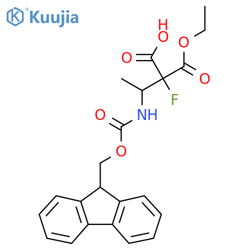2-(ethoxycarbonyl)-3-({(9H-fluoren-9-yl)methoxycarbonyl}amino)-2-fluorobutanoic acid structure