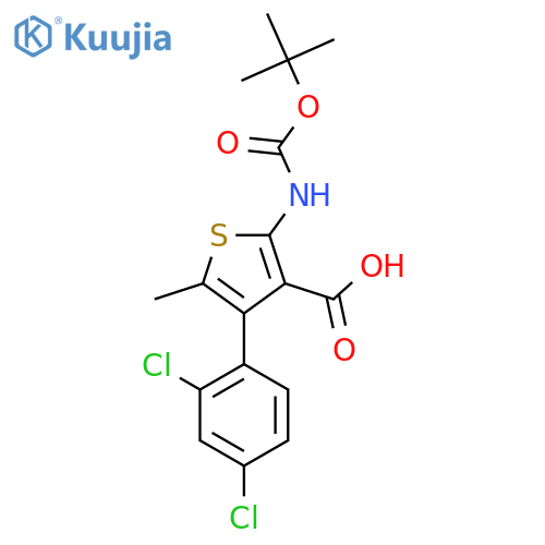 2-{(tert-butoxy)carbonylamino}-4-(2,4-dichlorophenyl)-5-methylthiophene-3-carboxylic acid structure