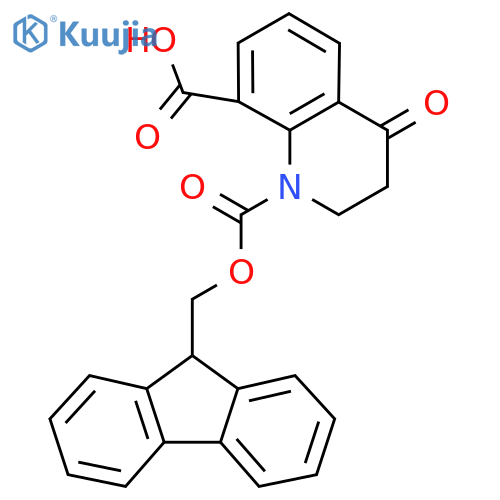 1-{(9H-fluoren-9-yl)methoxycarbonyl}-4-oxo-1,2,3,4-tetrahydroquinoline-8-carboxylic acid structure