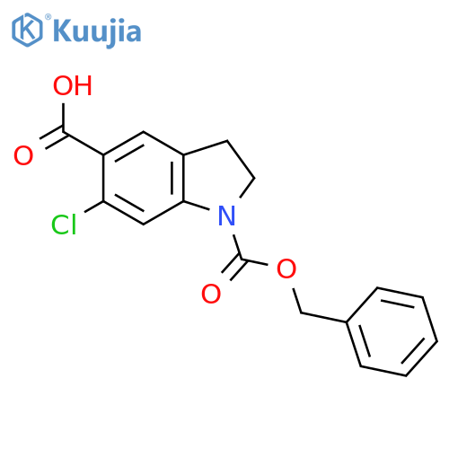 1-(benzyloxy)carbonyl-6-chloro-2,3-dihydro-1H-indole-5-carboxylic acid structure