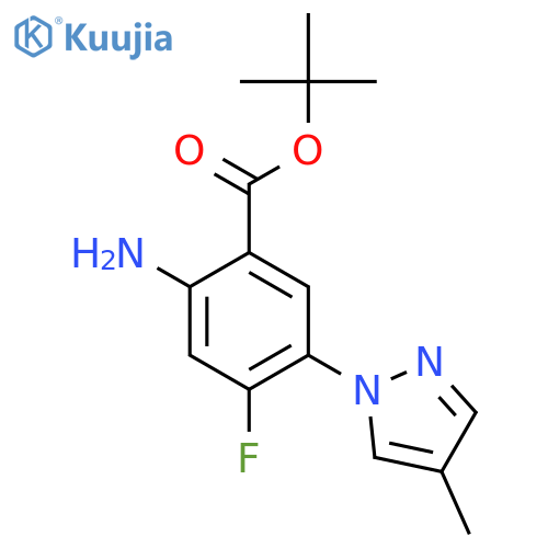 tert-butyl 2-amino-4-fluoro-5-(4-methyl-1H-pyrazol-1-yl)benzoate structure