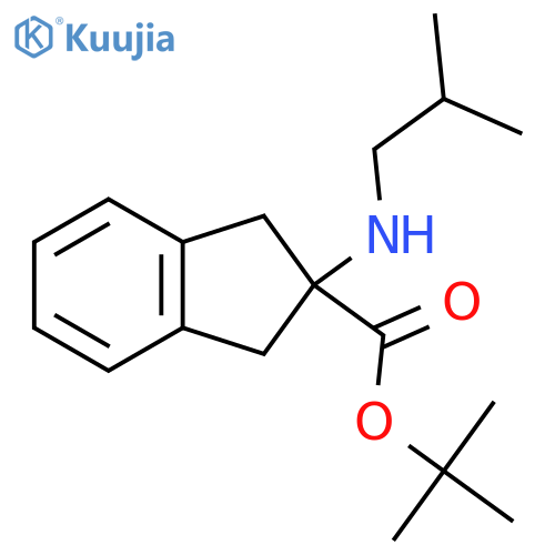 tert-butyl 2-(2-methylpropyl)amino-2,3-dihydro-1H-indene-2-carboxylate structure