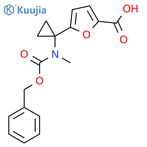 5-(1-{(benzyloxy)carbonyl(methyl)amino}cyclopropyl)furan-2-carboxylic acid structure