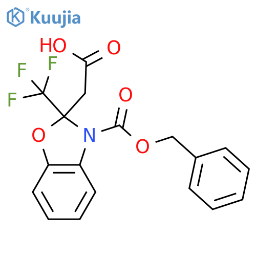 2-{3-(benzyloxy)carbonyl-2-(trifluoromethyl)-2,3-dihydro-1,3-benzoxazol-2-yl}acetic acid structure