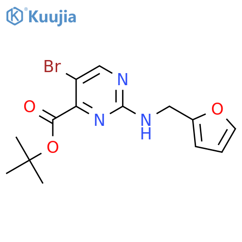 tert-butyl 5-bromo-2-{(furan-2-yl)methylamino}pyrimidine-4-carboxylate structure