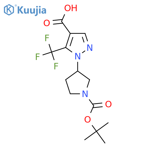 1-{1-(tert-butoxy)carbonylpyrrolidin-3-yl}-5-(trifluoromethyl)-1H-pyrazole-4-carboxylic acid structure