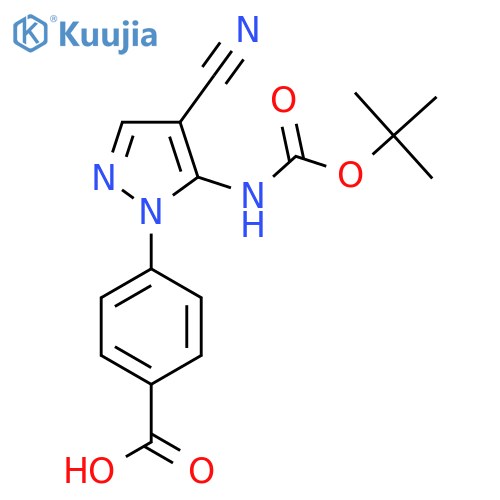 4-(5-{(tert-butoxy)carbonylamino}-4-cyano-1H-pyrazol-1-yl)benzoic acid structure