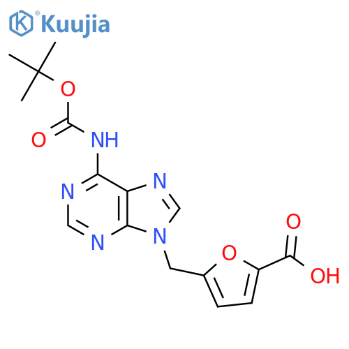 5-(6-{(tert-butoxy)carbonylamino}-9H-purin-9-yl)methylfuran-2-carboxylic acid structure